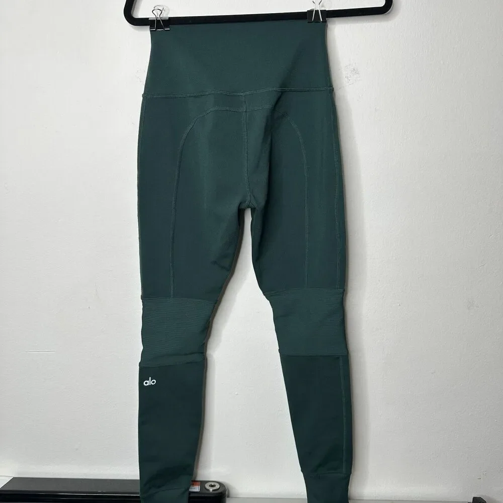 Alo Yoga Midnight Green High Wide Waist Leggings with Breathable Wicking XS